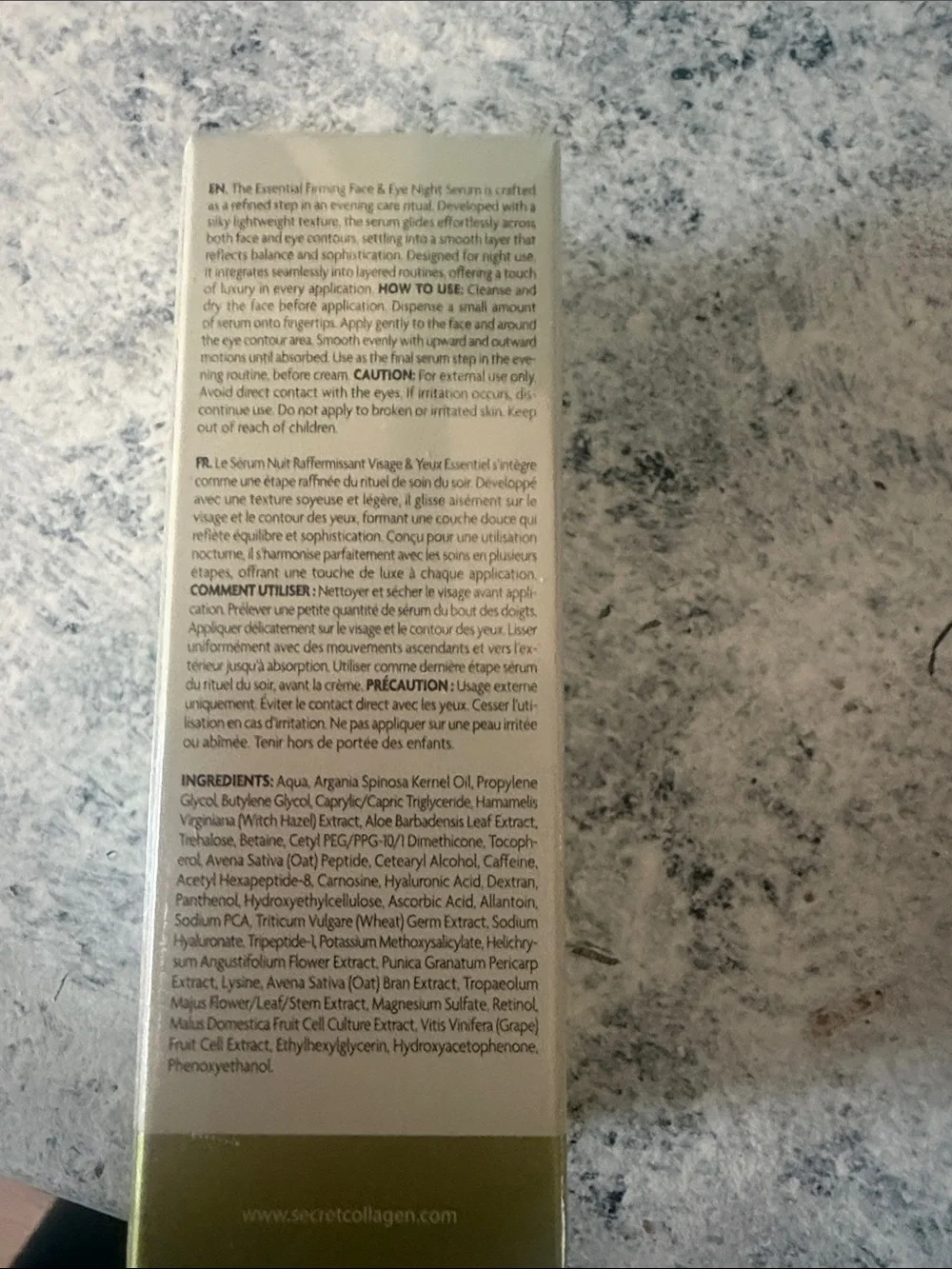 Essential Firming Face & Eye Night Serum — White
